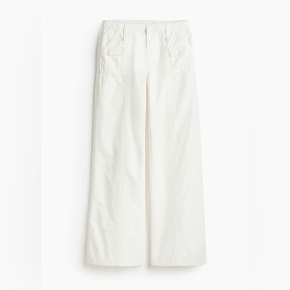 H&M Women’s 18 Canvas Cargo Pants Cream- NWT - Picture 1 of 5